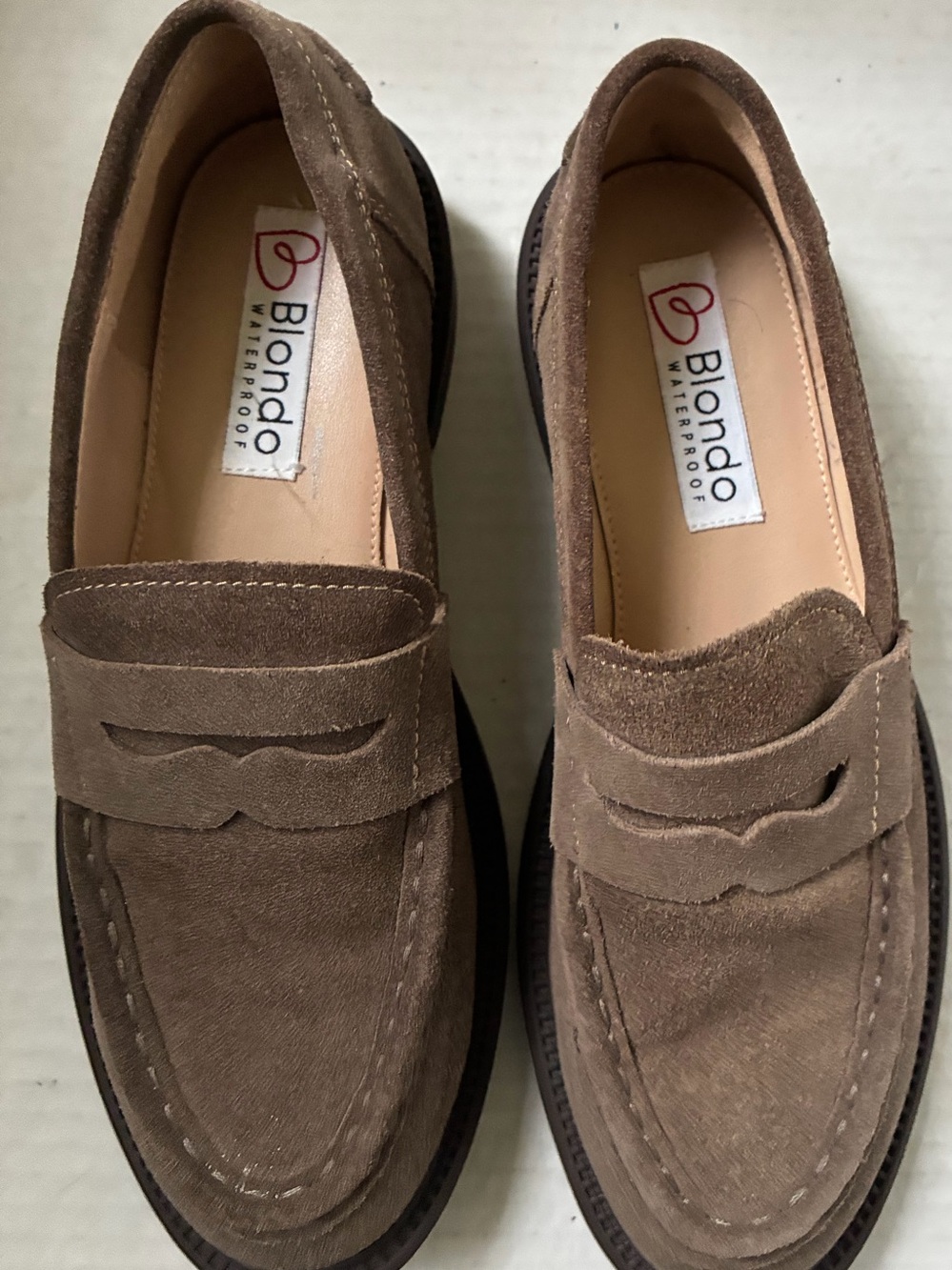 Blondo Womens Kaider Waterproof Lug Loafer Light Brown Suede Sz 7 New